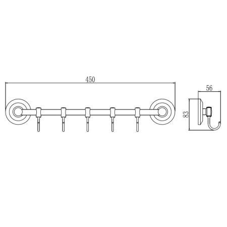 Планка с крючками Savol S-007175, хром, артикул S-007175
