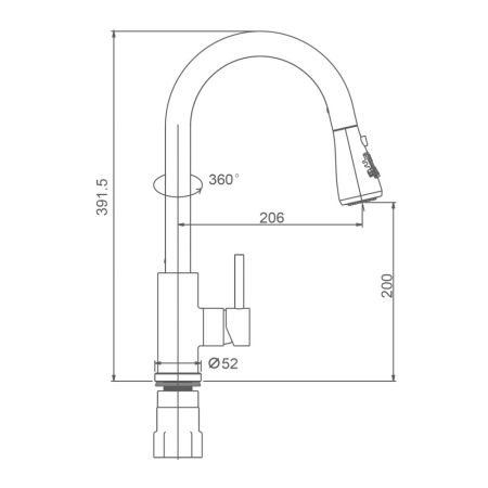 Смеситель для кухни с выдвижным изливом Splenka S203.49.06, черный