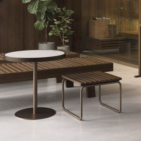 Effegibi Столик 60Øxh60 см, Каркас из окрашенного алюминия, столешница из фарфорового керамогранита белого цвета, артикул AR 20 90 0025