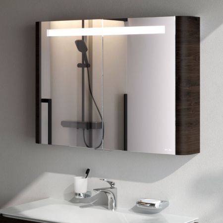 M30MCX1001TF Sensation, зеркало, зеркальный шкаф, 100 см, с подсветкой, табачный дуб, текстурированн