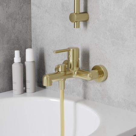 Смеситель для ванны, золотой матовый, Aiger, IDDIS (AIGMG00i02WA), артикул AIGMG00i02WA