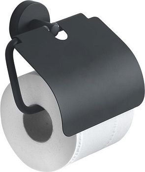 Gedy Eros, бумагодержатель с крышкой, цвет черный матовый