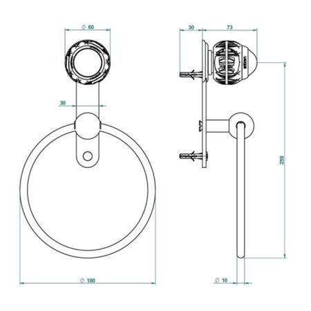 THG PANTHERE CRISTAL CLAIR Полотенцедержатель-кольцо, цвет хром, артикул A2H-A02-504N