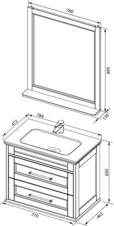 Комплект мебели для ванной Aquanet Бостон М 80 белый матовый, артикул 00210630