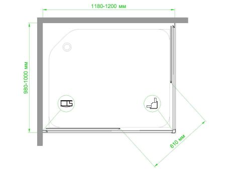 Душевой уголок Royal Bath RB HPD-T-BL 120х100х185 (прозрачное), артикул RB1120HPD-T-BL