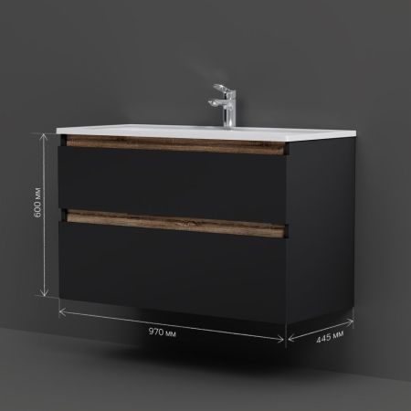 M85AFHX1002BM X-Joy, База под раковину, подвесная, 100 см, 2 ящика, черный матовый, артикул M85AFHX1002BM