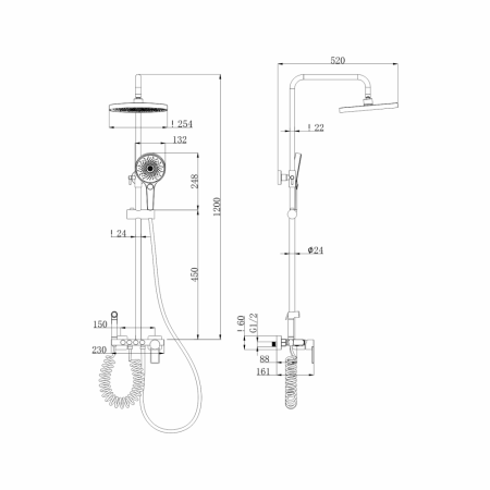 Душевая система с гигиеническим душем FASHUN A2483-8, белый