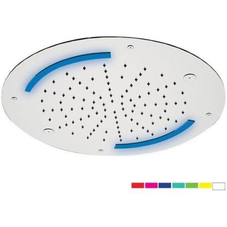 Daniel, потолочная лейка для душа (3х режимная) с 7 цветной светодиодной подсветкой, диаметр 420 мм, цвет хром