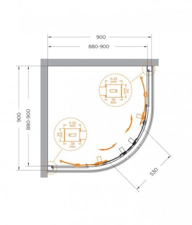 RELAX-304-R-2-100-C-GM Душевой уголок, отделка Оружейная сталь, артикул RELAX-304-R-2-100-C-GM