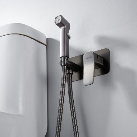 Гигиенический душ со смесителем Shevanik S9905T, оружейная сталь