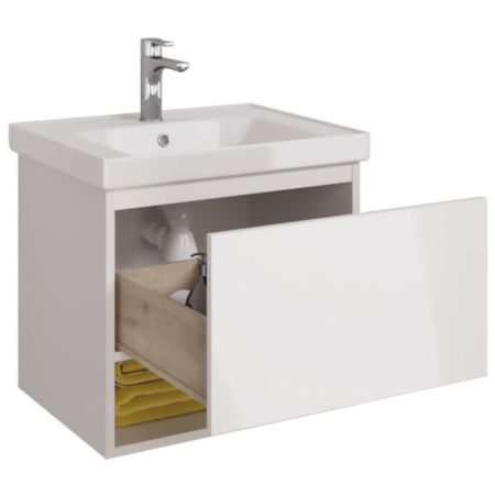 Тумба с раковиной подвесная Dreja Perfecto 60 см, белый, артикул 99-0806-com