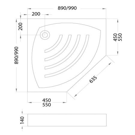 Душевой поддон Veconi Tezeo acrylic TZ-03, 900x900x140, акрил, белый