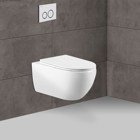 Унитаз подвесной Evo VT1-34 безободковый, цвет белый, ультратонкое soft-close сиденье, артикул VT1-34