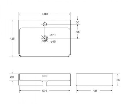 Раковина накладная BELBAGNO BB1338 600x425x140