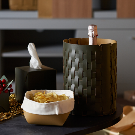 ADJ Корзина для хлеба, 15x15xH7 см., цвет: горчичный/оливковый, артикул 0039.40/55