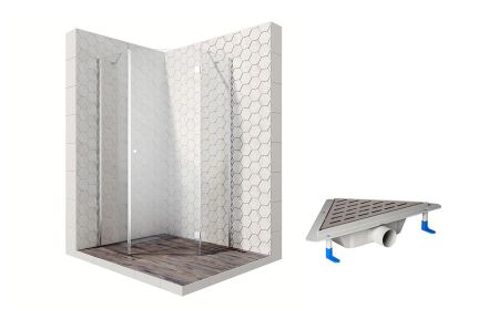 Душевой уголок Ambassador Diamond 12011112R-ST10, пятиугольный, угловой трап, 100х100, артикул 12011112R-ST10