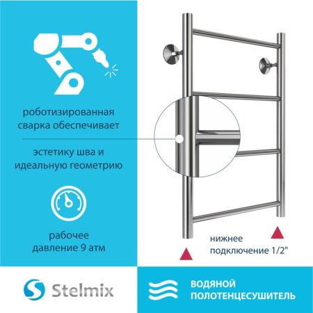 Полотенцесушитель водяной Stelmix 60x40 см, прямой, артикул 4670078541178
