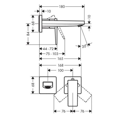 HG Metropol Встраиваемый смеситель для раковины, излив 165мм (внешние части), цвет: хром, артикул 32525000