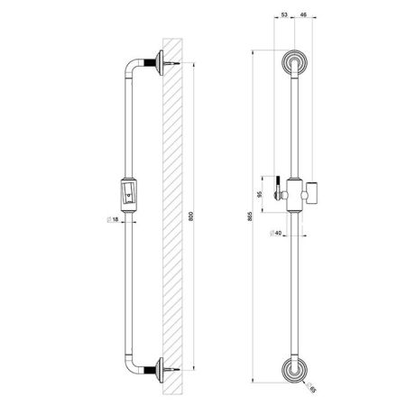 GESSI VENTI20 Штанга для душа 865 мм., цвет Finox Brushed Nickel, артикул 65145#149