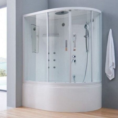 Душевой бокс SSWW BU103B L 150х100 с баней профиль Белый задняя стенка Белая