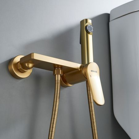 Гигиенический душ со смесителем Shevanik S4305G-1, золотой сатин