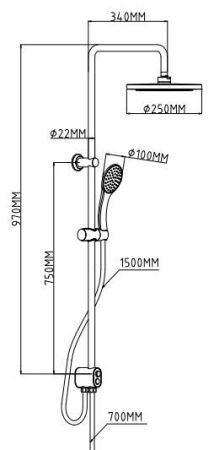 Душевая система, артикул: ST1550 Black, ESKO
