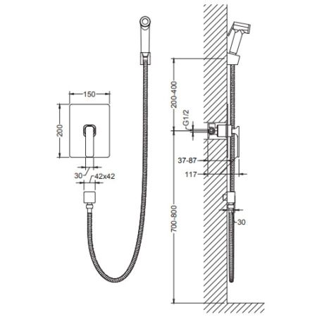 Смеситель встроенный с гигиеническим душем Timo Torne 4359/00SM хром, артикул 4359/00SM