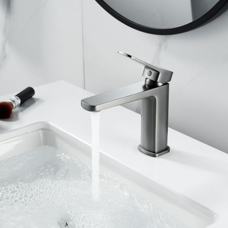 Смеситель для раковины Raffine F0199T, оружейная сталь