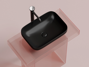 Умывальник чаша накладная прямоугольная (цвет Черный Матовый) Элемент (Element) 500x359x145мм