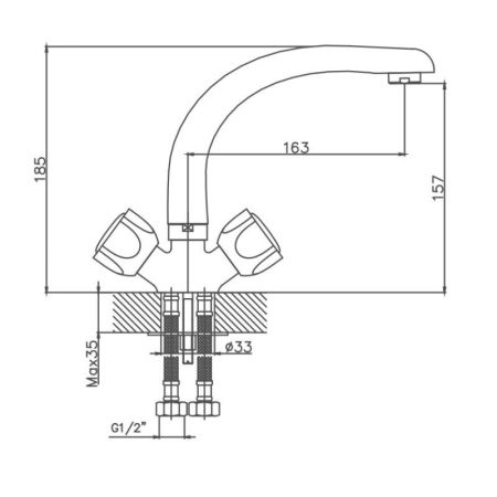 Смеситель для кухни Cron CN4409, хром