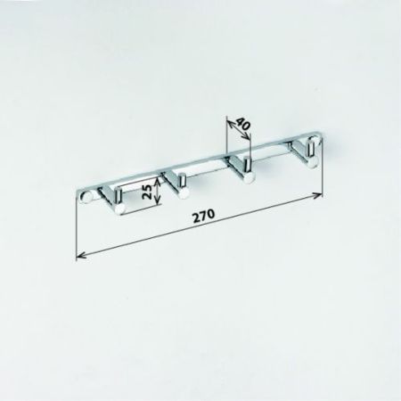 Вешалка-планка OMEGA с 4-мя крючками 270*25*40мм, хром, артикул 104606102