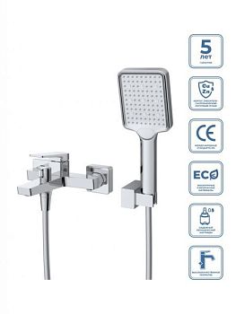 ARDENTE Смеситель для ванны и душа в комплекте с ручным душем, шлангом и держателем, хром ARDENTE-VASM-CRM