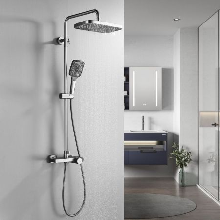 Душевая система с термостатом Rose R1896T-6, пепельный, артикул R1896T-6