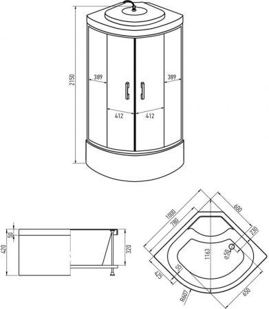 Душевая кабина Erlit Comfort ER3510TP 100x100 задняя стенка Белая стекло матовое, артикул ER3510TP-C3