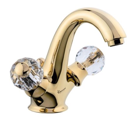 Смеситель Deco Cristall с донным клапаном для раковины, цвет золото, артикул 12013CRIOR