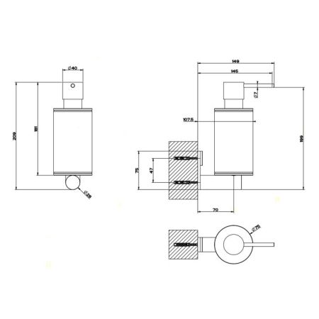 GESSI 316 Дозатор для жидкого мыла настенный, цвет: черный/steel brushed, артикул 54714#239