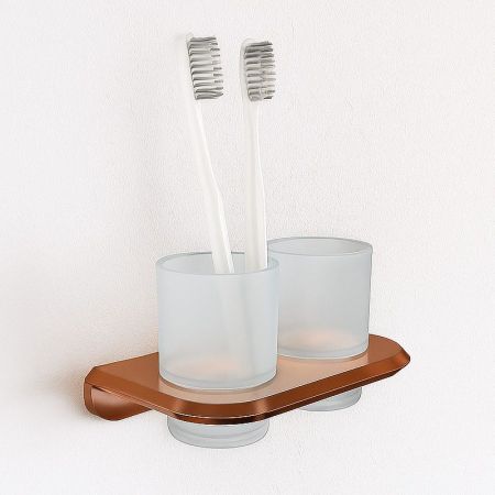 Стакан для ванной комнаты двойной Knotlor SC1032RB, бронза, артикул SC1032RB