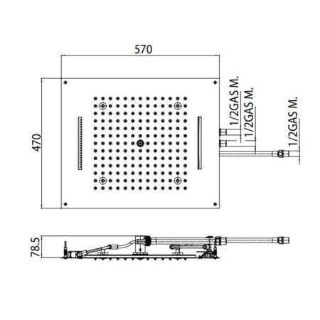 Bossini DREAM - 3 Sprays Верхний душ с 3 функциями, 570х470мм, цвет: золото, артикул H38917.021
