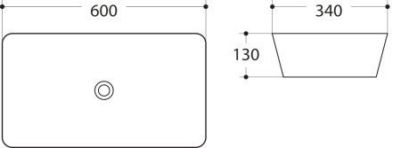 Раковина керамическая накладная AM-7090-B, цвет белый, 600х340х130