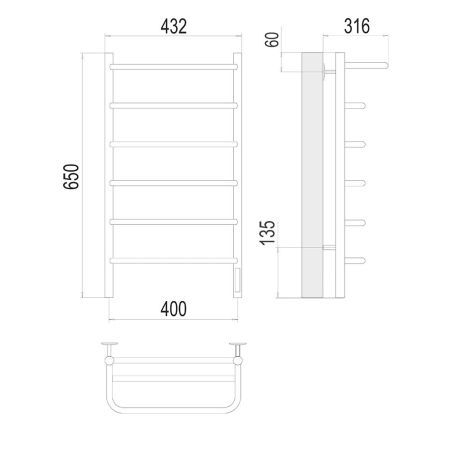 Полотенцесушитель электрический Terminus Полка П6 40х65, артикул 4670078531421