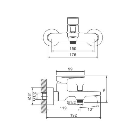 Смеситель для ванны BELZ B61713-7, черный