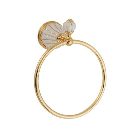 OLIVIA Кольцо, керамика белая с золотым декором, золото, артикул 17522
