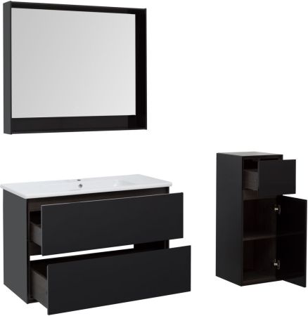 Тумба под раковину Aquanet Милан 100 черный глянец, артикул 00269299