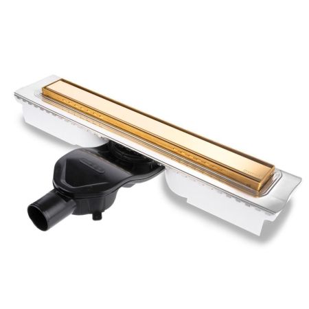 Желоб BERGES водосток В1 Keramik 600, золото глянец, S-сифон D50 H60 боковой, артикул 092117