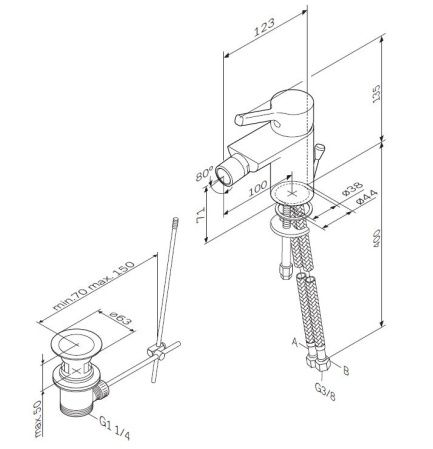 F85B83100 X-Joy S, смеситель д/биде излив 100 мм с д/к , хром, шт. F85B83100 X-Joy S, смеситель д/биде излив 100 мм с д/к , хром, шт.
