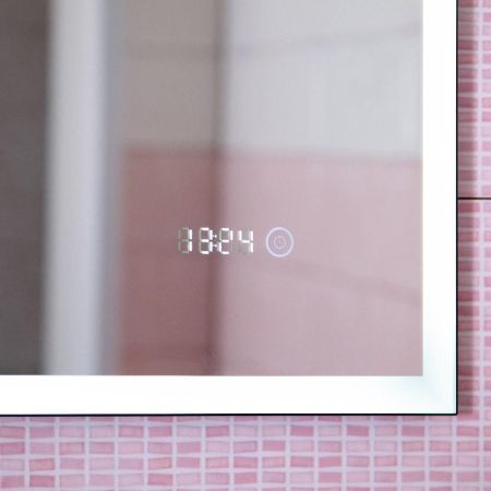 Зеркало Бриклаер ЛОФТ 60 см, сенсор на зеркале бесконтактный, часы, артикул 4627125415722