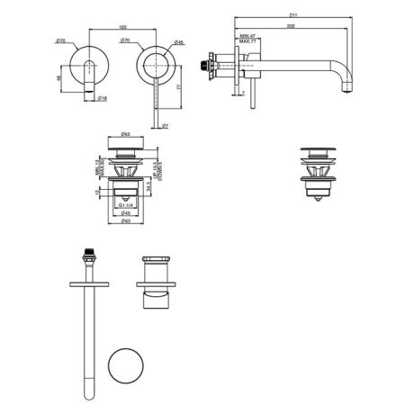 Внутренняя часть, Fima Carlo Frattini, Fimabasinbox, назначение-смеситель для раковины, артикул F3600W