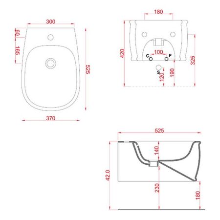 Artceram ATELIER Биде подвесное 52х37см, с 1 отв под смеситель, цвет: белый, артикул ATB001 01 00 bi *1