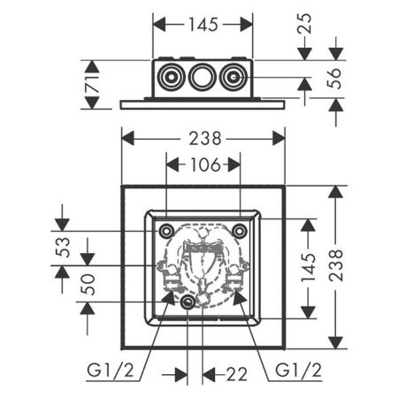 AX ShowerSolution Верхний душ, 250x250мм, 1jet, потолочный монтаж, цвет: хром, артикул 35309000