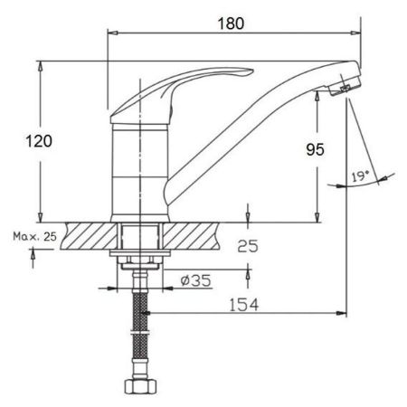 Смеситель для кухни D-Lin D151352-6, хром